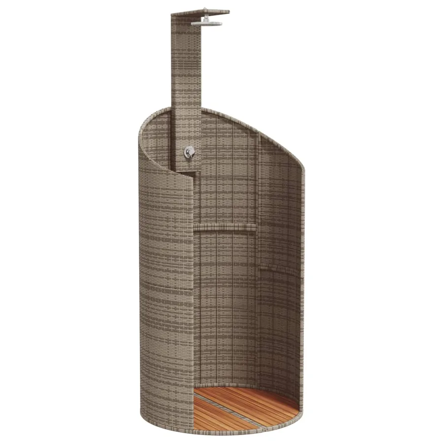 Douche d'extérieur gris 100x100x241,5 cm poly rotin bois acacia - 2