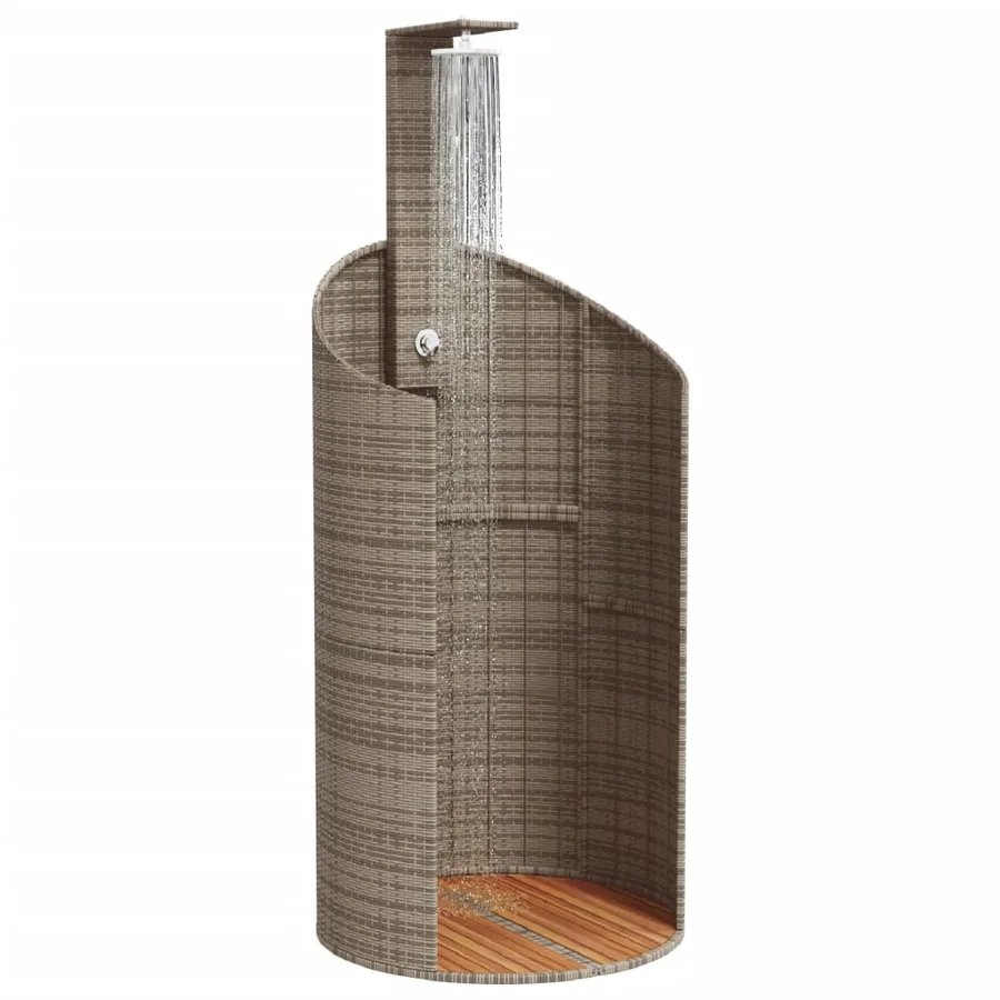 Douche d'extérieur gris 100x100x241,5 cm poly rotin bois acacia - 4