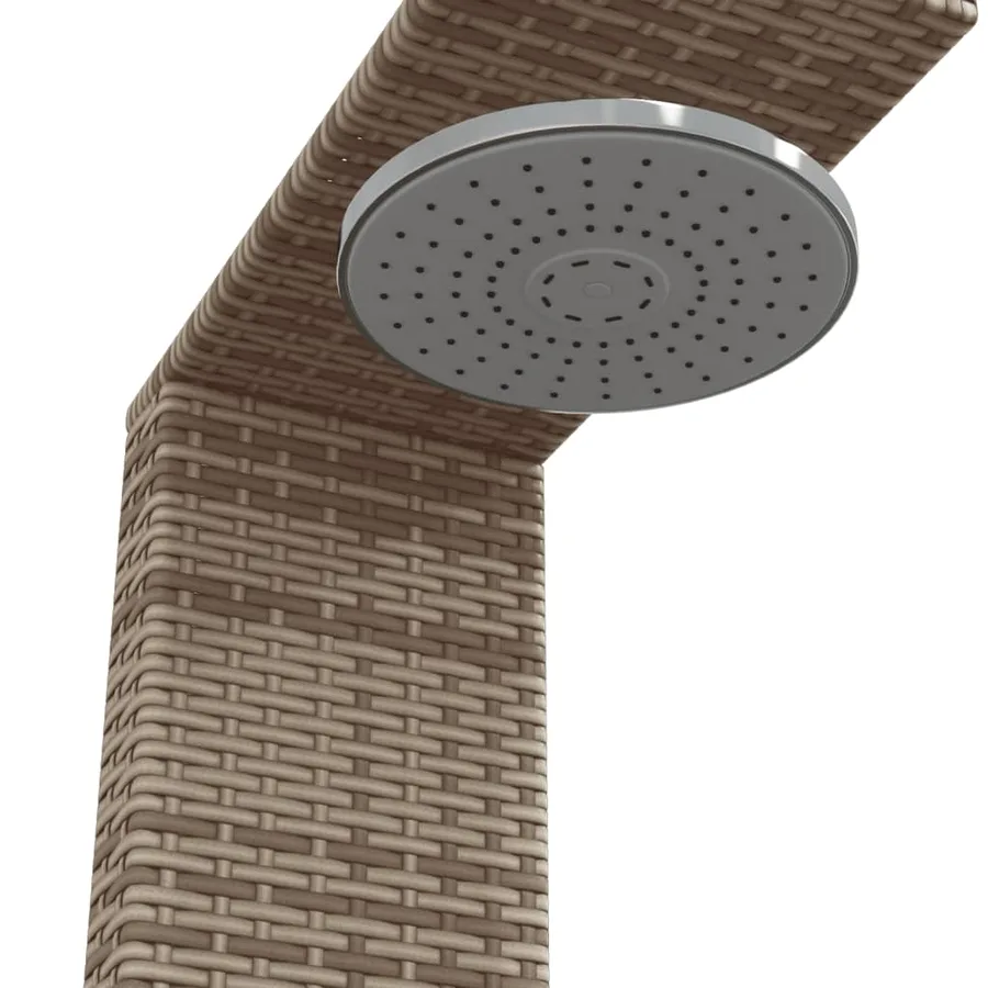 Douche d'extérieur gris 100x100x241,5 cm poly rotin bois acacia - 9