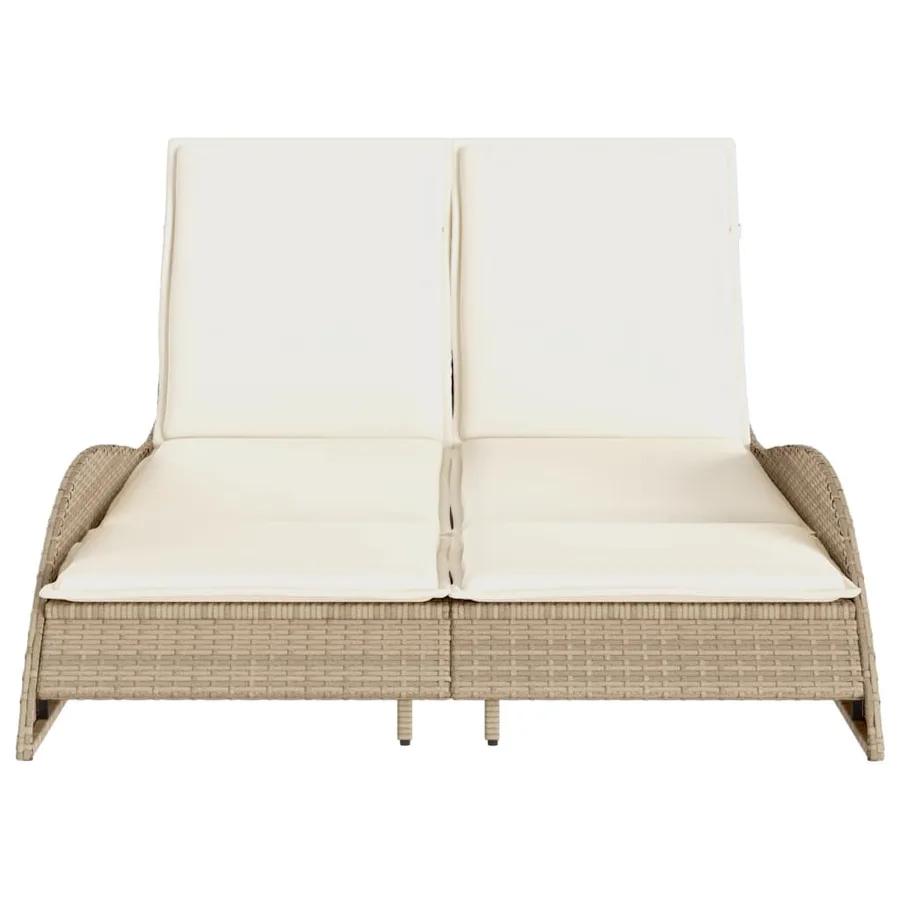 Chaise longue avec coussins beige 114x205x73 cm résine tressée - 4