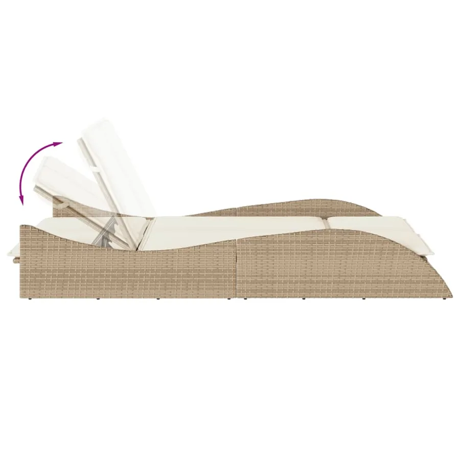 Chaise longue avec coussins beige 114x205x73 cm résine tressée - 7