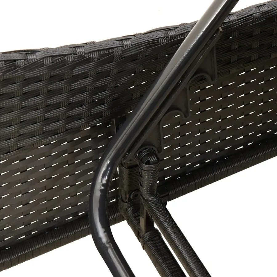 Chaise longue avec coussins noir 114x205x73 cm résine tressée - 9