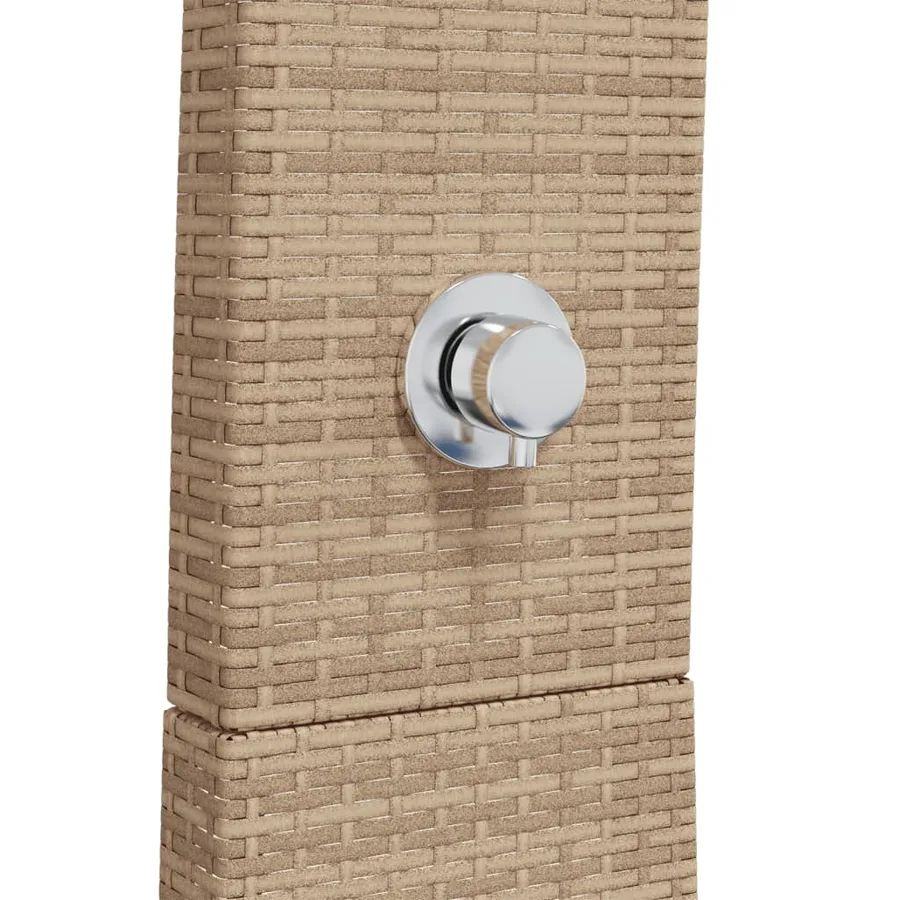 Douche d'extérieur beige 55x60x224cm résine tressée bois acacia - 8