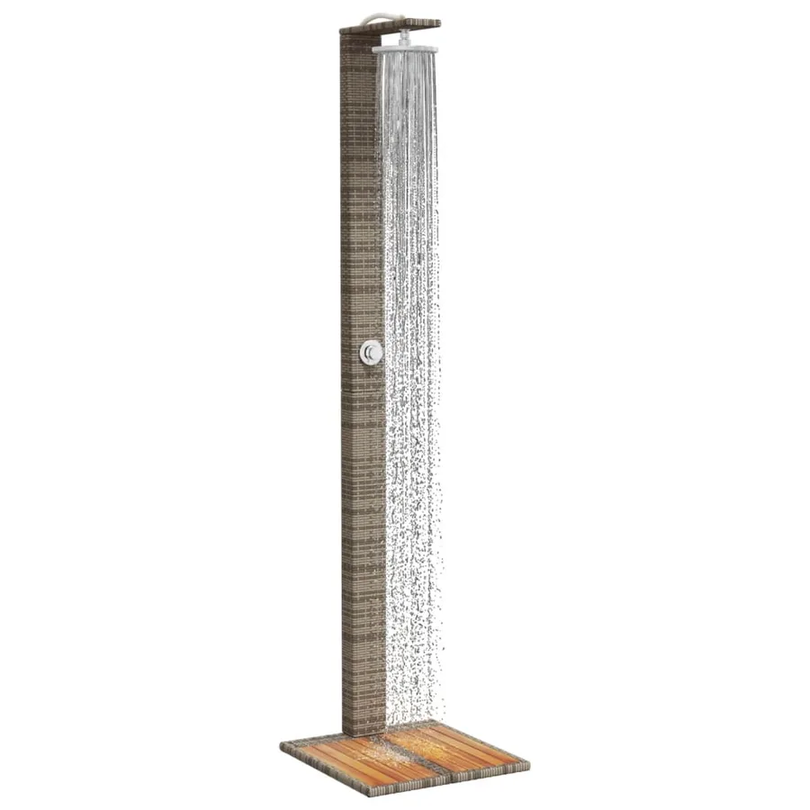Douche d'extérieur gris 50x55x224 cm résine tressée bois acacia - 4