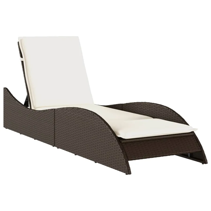 Chaise longue avec coussin marron 60x205x73 cm résine tressée - 2