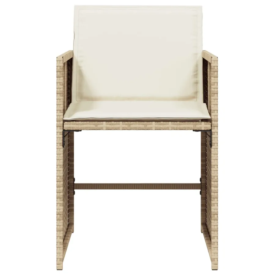 Chaises de jardin avec coussins lot de 4 beige résine tressée - 5