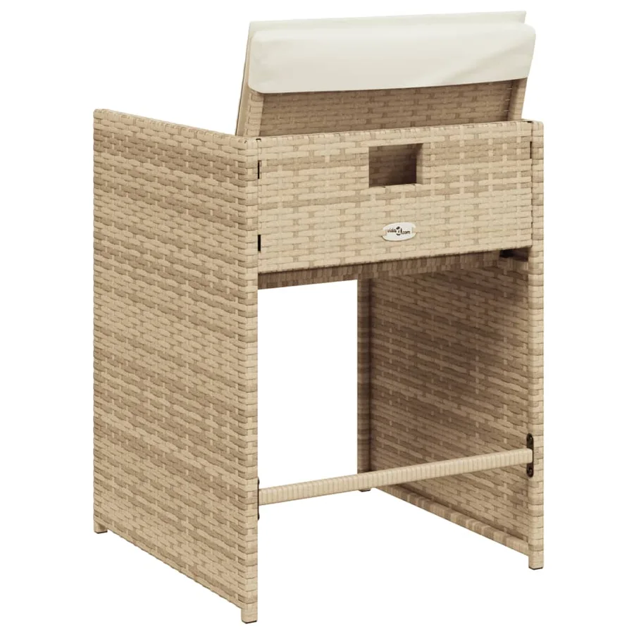 Chaises de jardin avec coussins lot de 4 beige résine tressée - 7