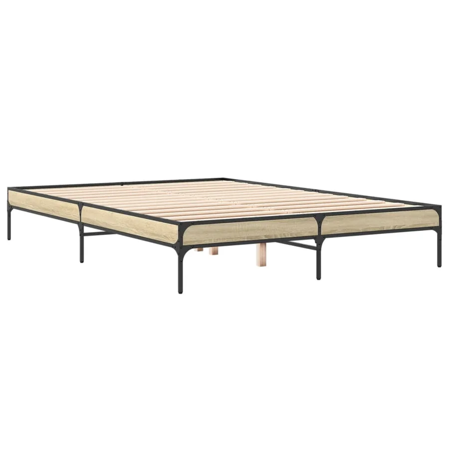 Cadre de lit sans matelas chêne sonoma 160x200 cm - 6