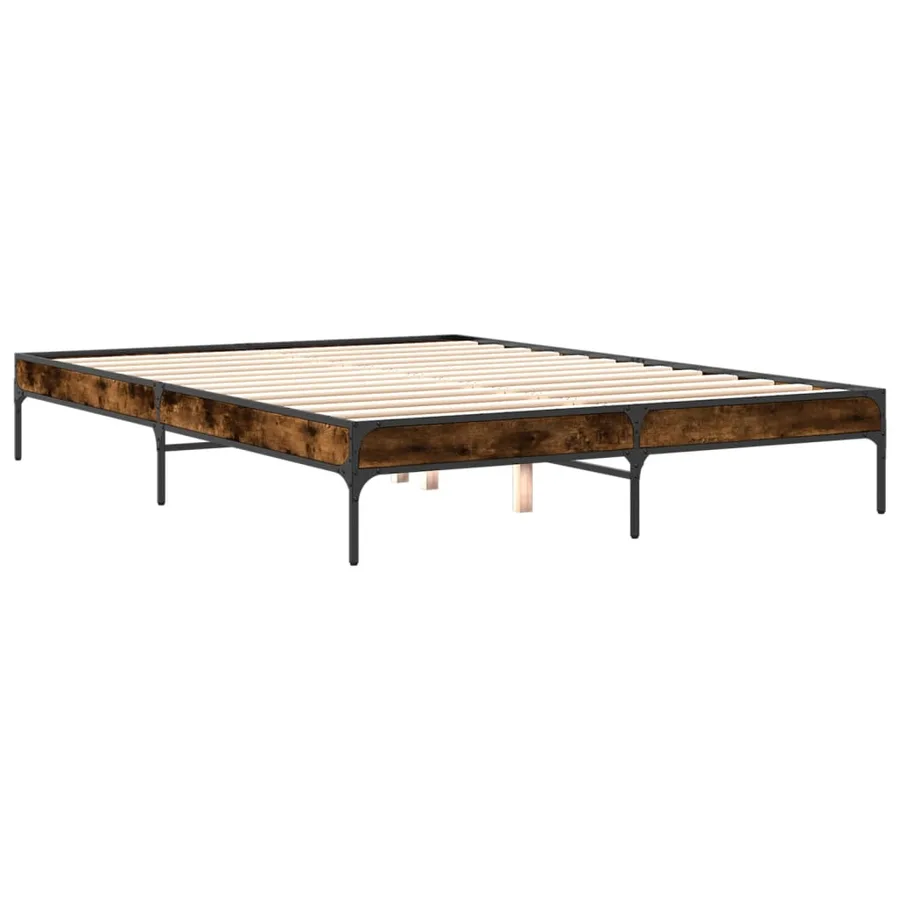 Cadre de lit sans matelas chêne fumé 150x200 cm - 3