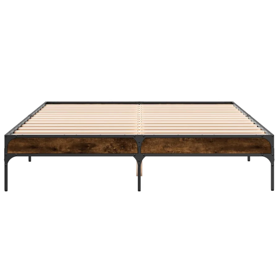 Cadre de lit sans matelas chêne fumé 150x200 cm - 4