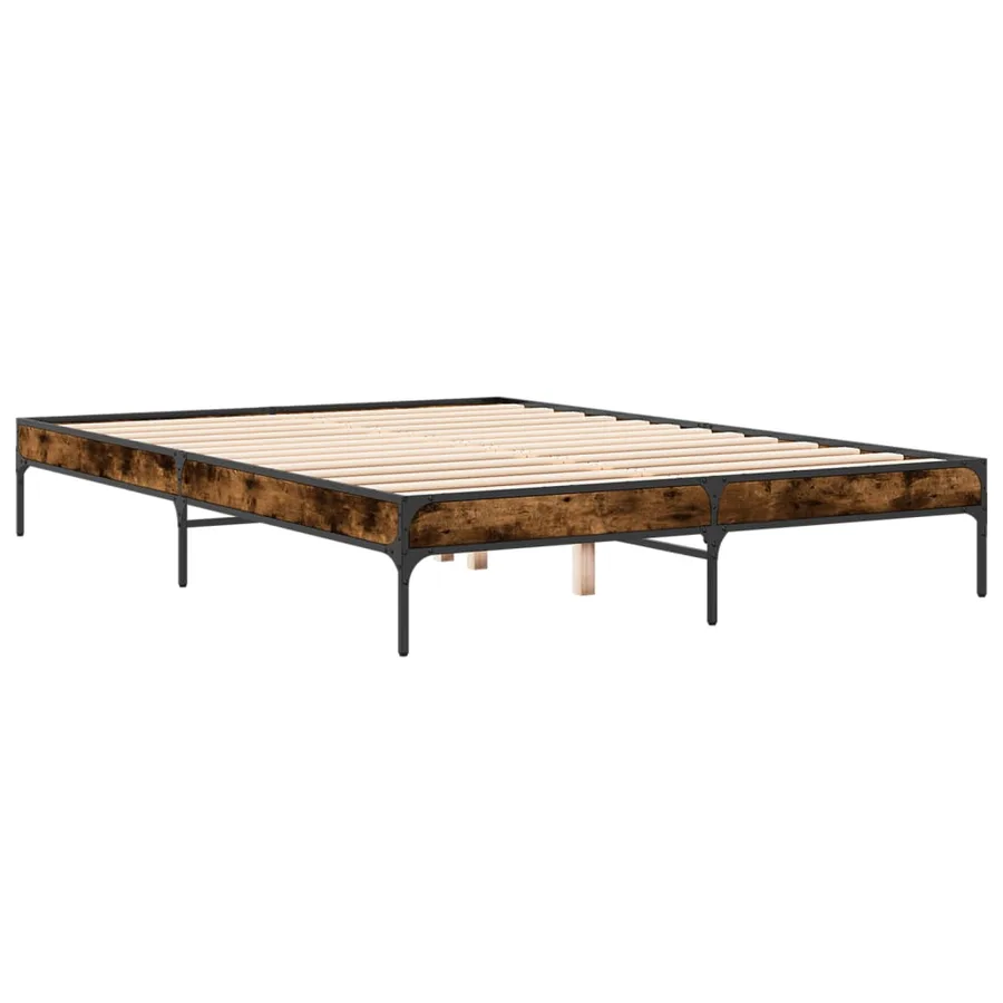 Cadre de lit sans matelas chêne fumé 150x200 cm - 6