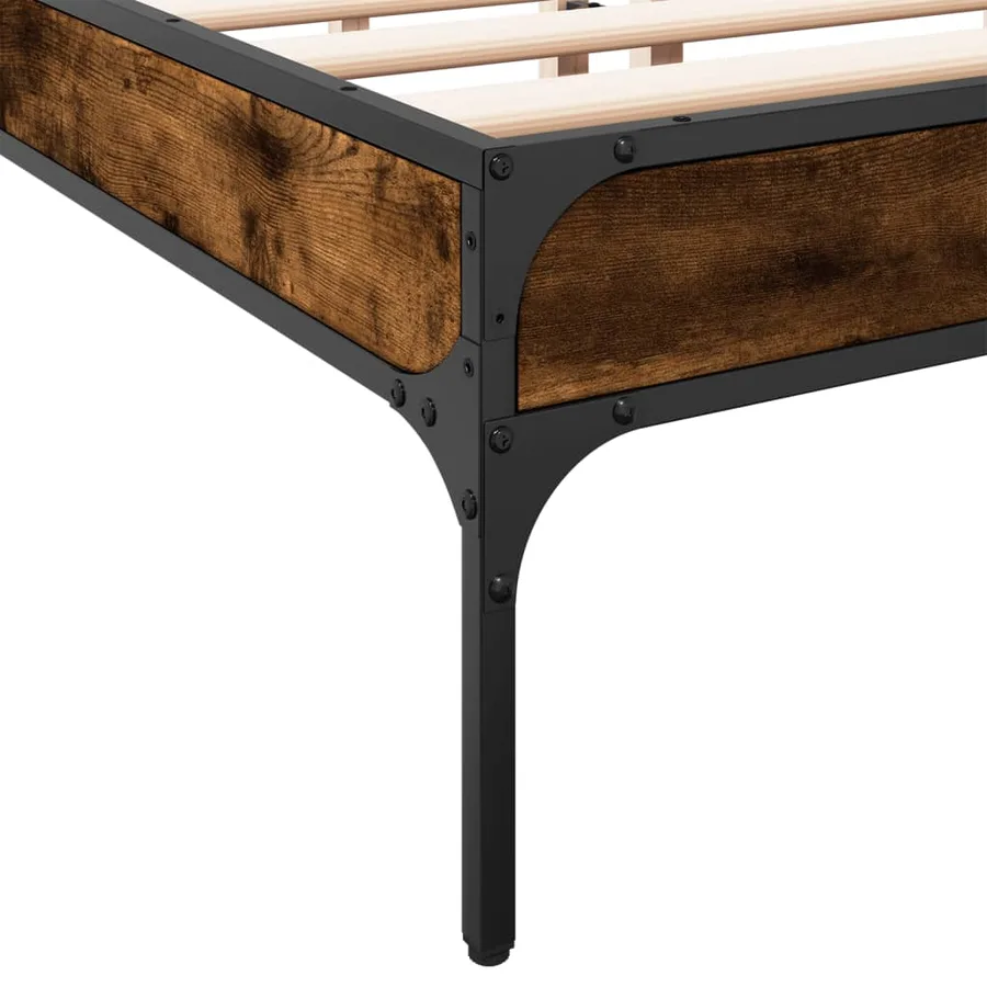 Cadre de lit sans matelas chêne fumé 150x200 cm - 7