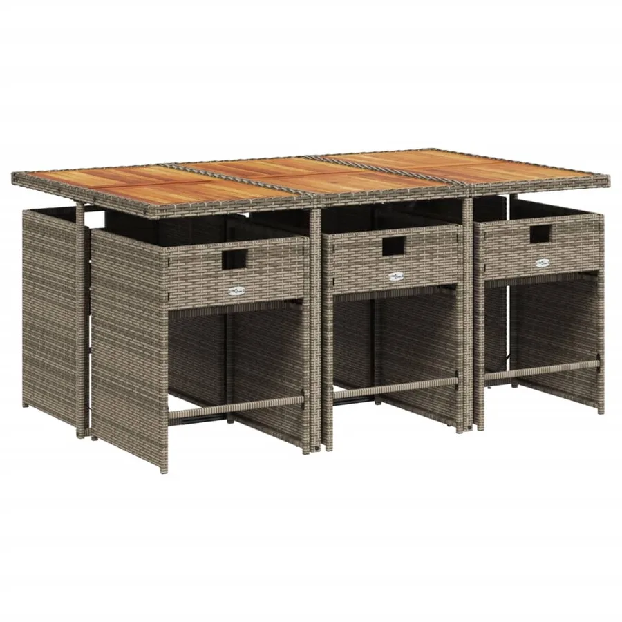 Ensemble à manger de jardin et coussins 7 pcs gris rotin - 3