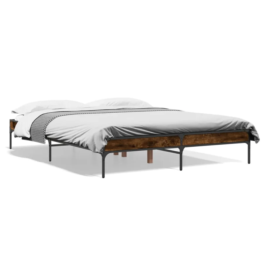 Cadre de lit sans matelas chêne fumé 140x200 cm - 2