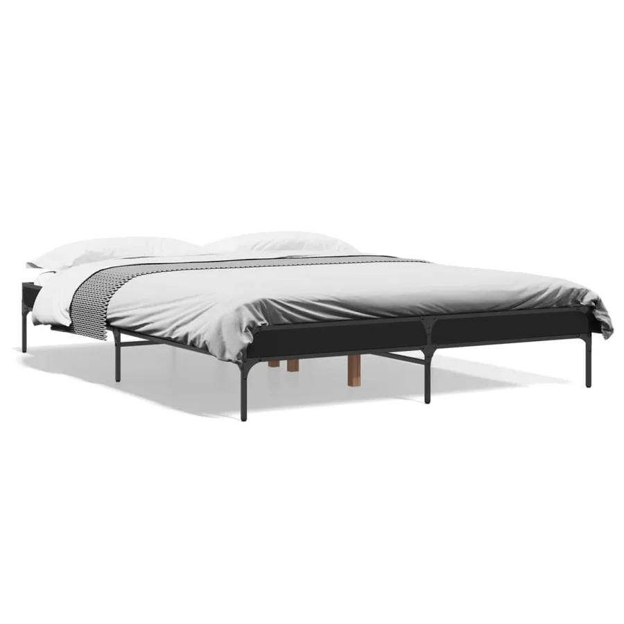 Cadre de lit sans matelas noir 150x200 cm - 2