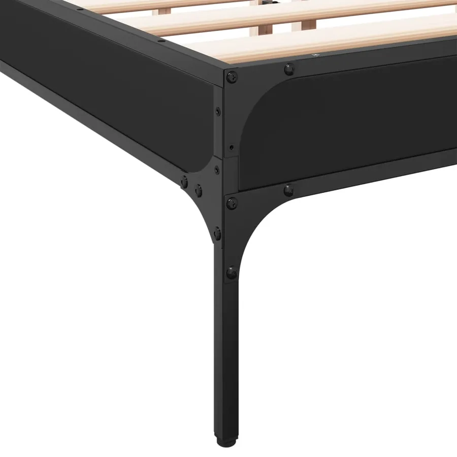 Cadre de lit sans matelas noir 150x200 cm - 7