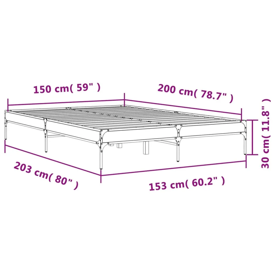 Cadre de lit sans matelas noir 150x200 cm - 9