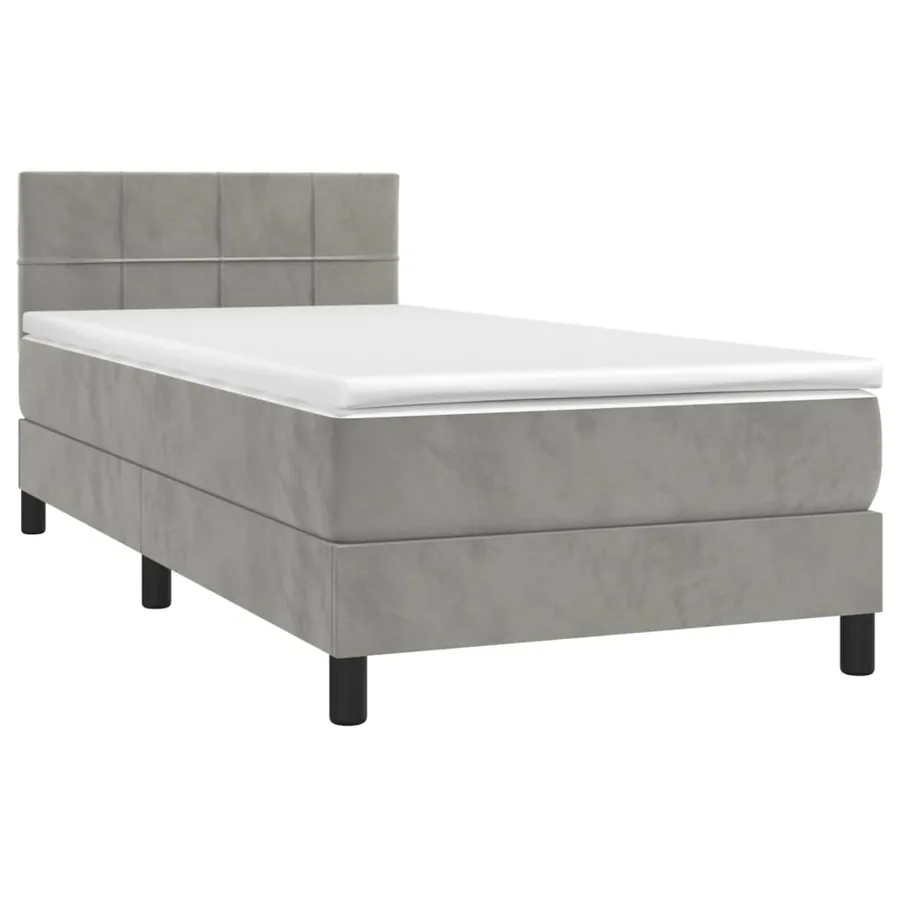 Sommier à lattes de lit et matelas Gris clair 100x200cm Velours - 3
