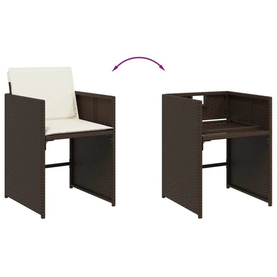 Ensemble à manger de jardin et coussins 7 pcs marron rotin - 6
