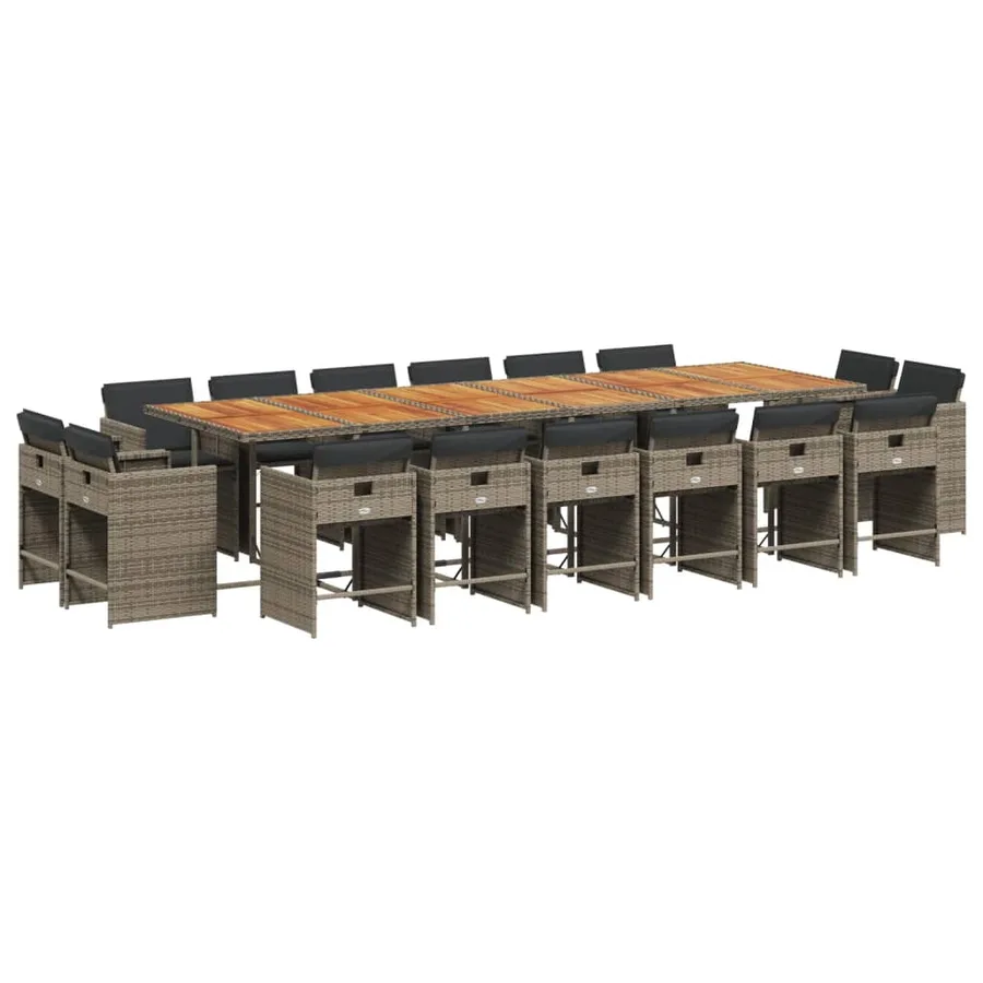 Ensemble à manger de jardin 17 pcs et coussins résine tressée - 2