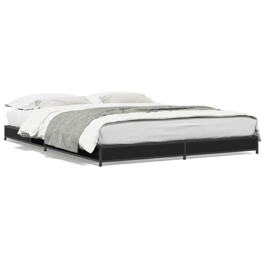 Cadre de lit sans matelas noir 135x190 cm - 2