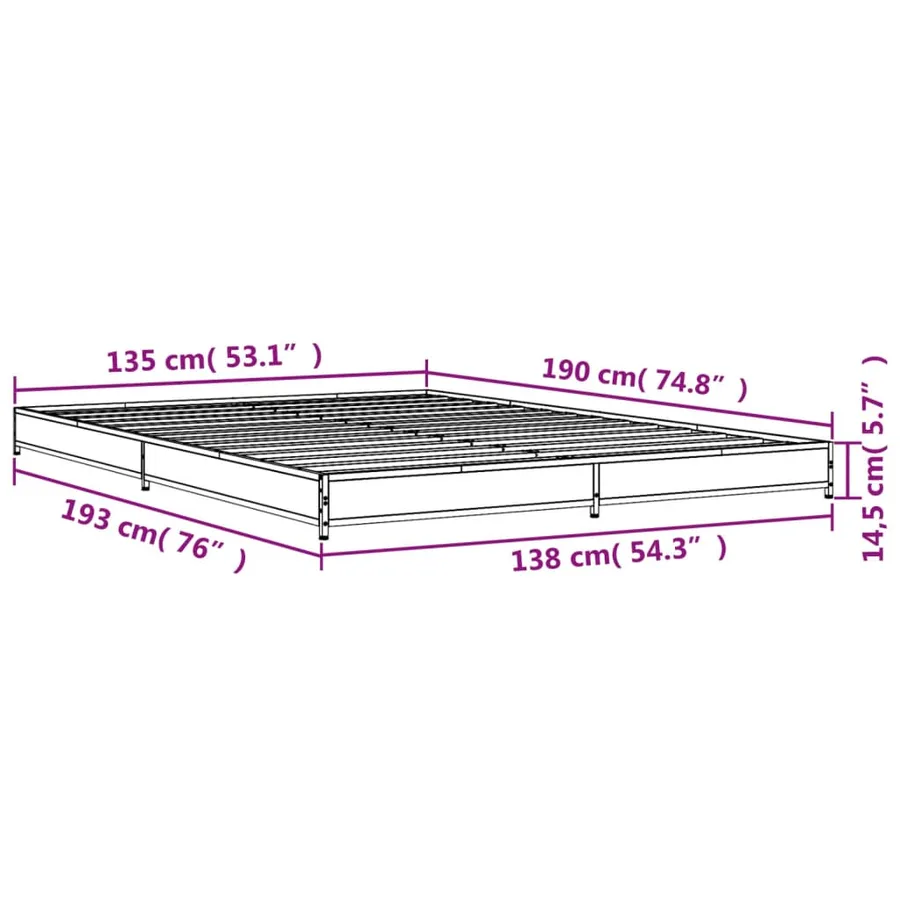 Cadre de lit sans matelas noir 135x190 cm - 9