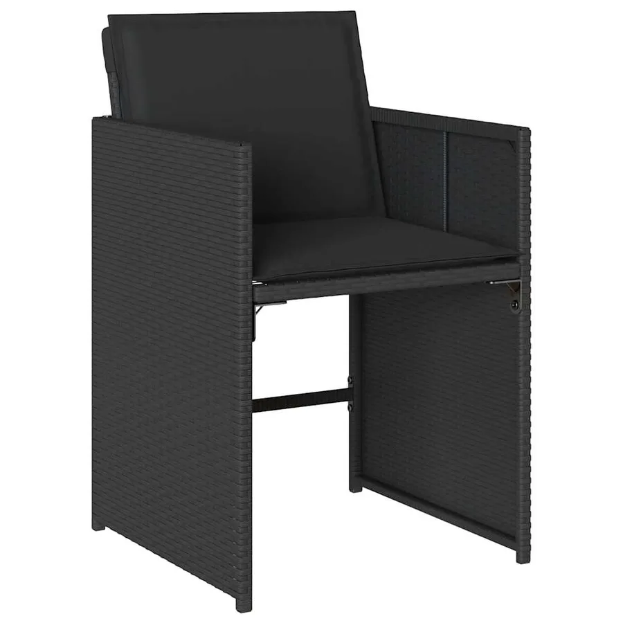 Ensemble à manger de jardin coussins 5pcs Noir Résine tressée - 5