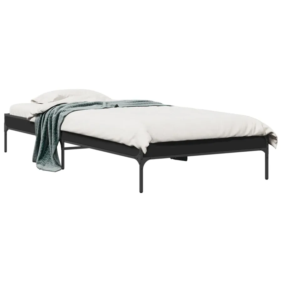 Cadre de lit sans matelas noir 100x200 cm - 2