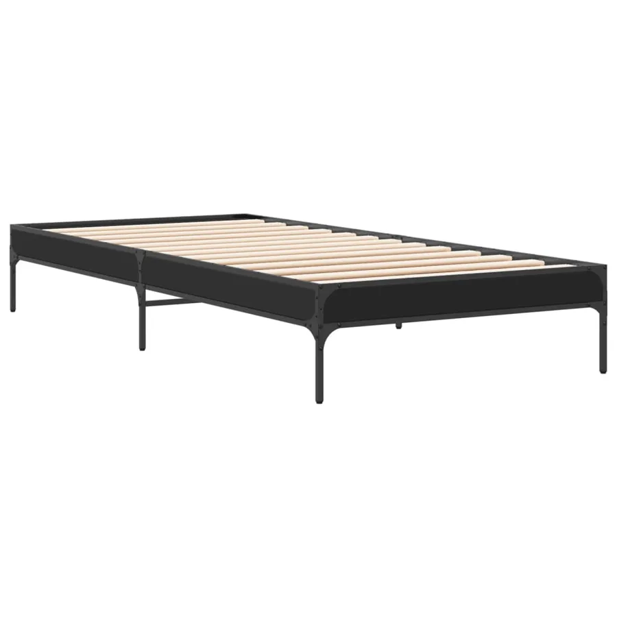 Cadre de lit sans matelas noir 100x200 cm - 6
