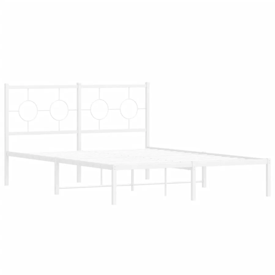 Cadre de lit métal sans matelas et tête de lit blanc 140x190 cm - 3