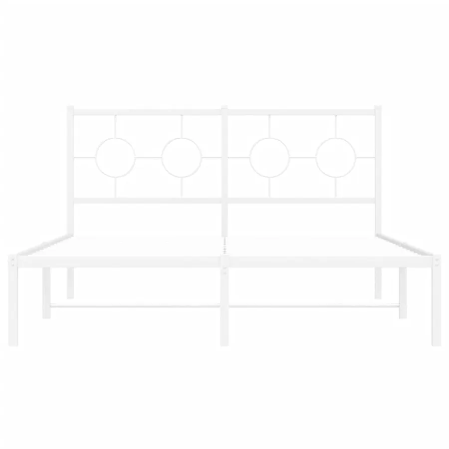 Cadre de lit métal sans matelas et tête de lit blanc 140x190 cm - 5