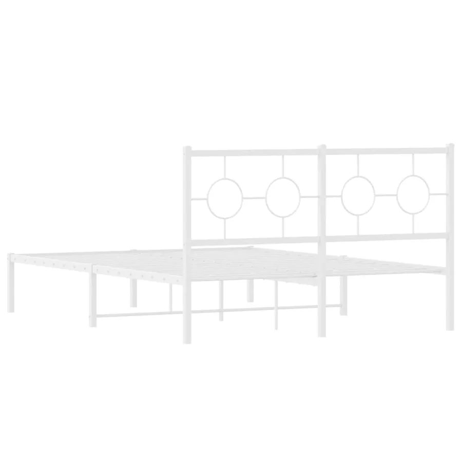 Cadre de lit métal sans matelas et tête de lit blanc 140x190 cm - 7