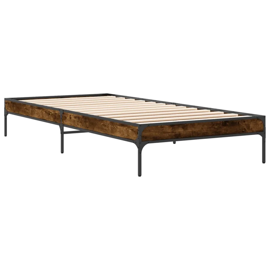 Cadre de lit sans matelas chêne fumé 90x190 cm - 6
