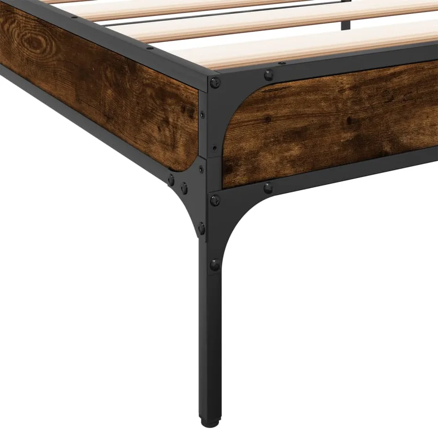 Cadre de lit sans matelas chêne fumé 90x190 cm - 7
