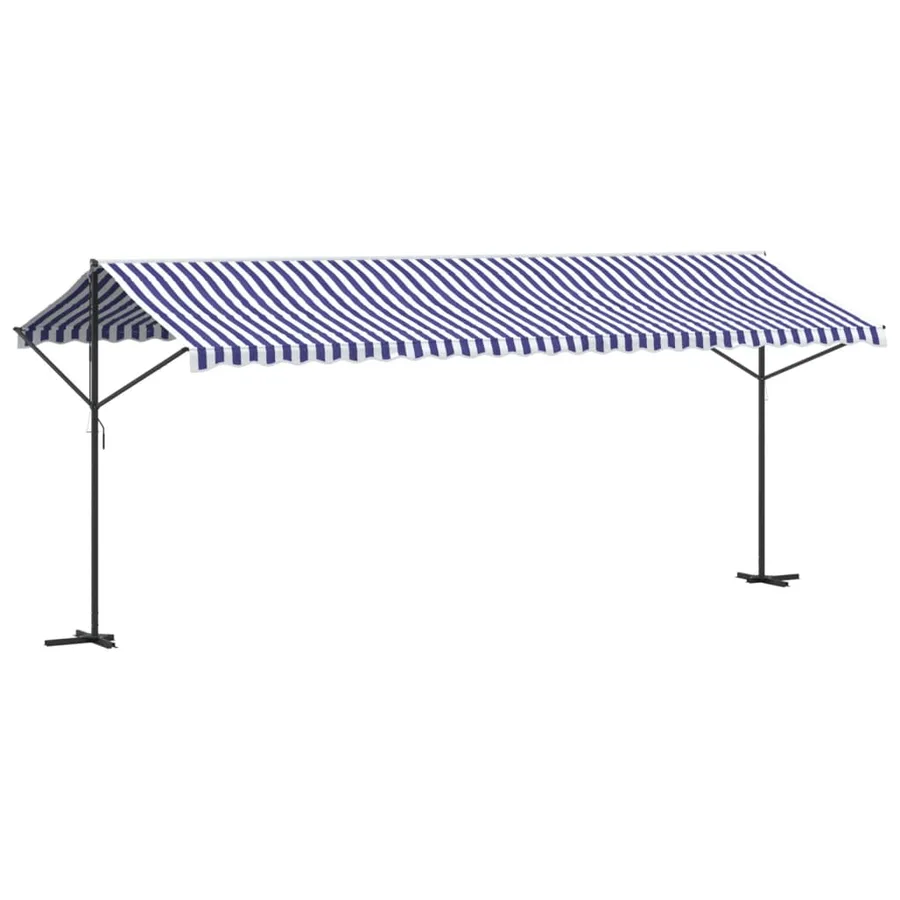 Auvent autoportant bleu et blanc 600x300 cm tissu et acier - 2