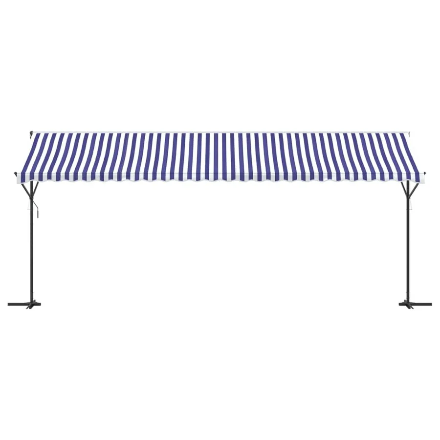 Auvent autoportant bleu et blanc 600x300 cm tissu et acier - 3