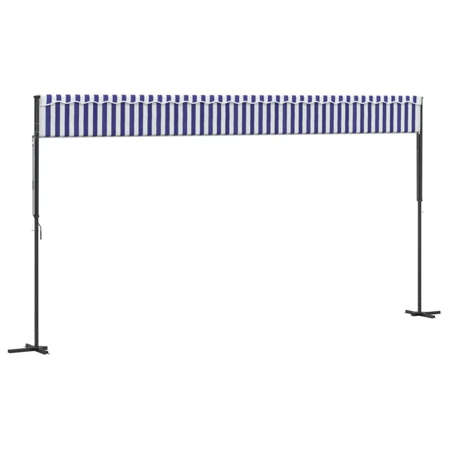Auvent autoportant bleu et blanc 600x300 cm tissu et acier - 6
