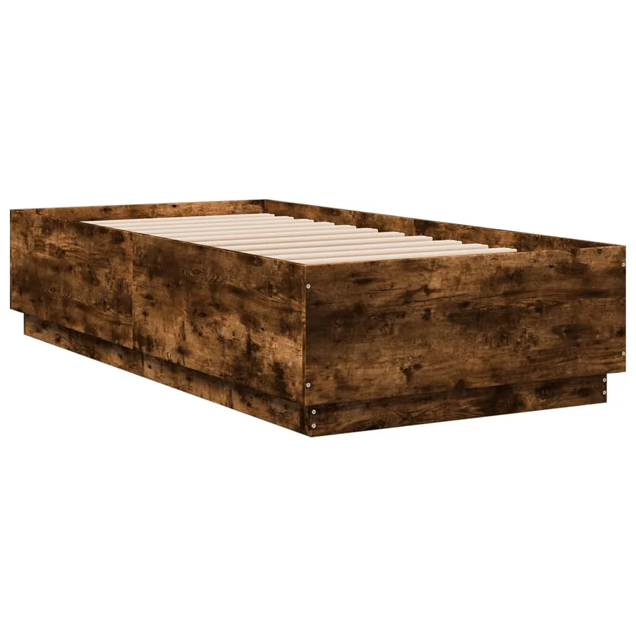 Cadre de lit avec LED sans matelas chêne fumé 75x190 cm - 3