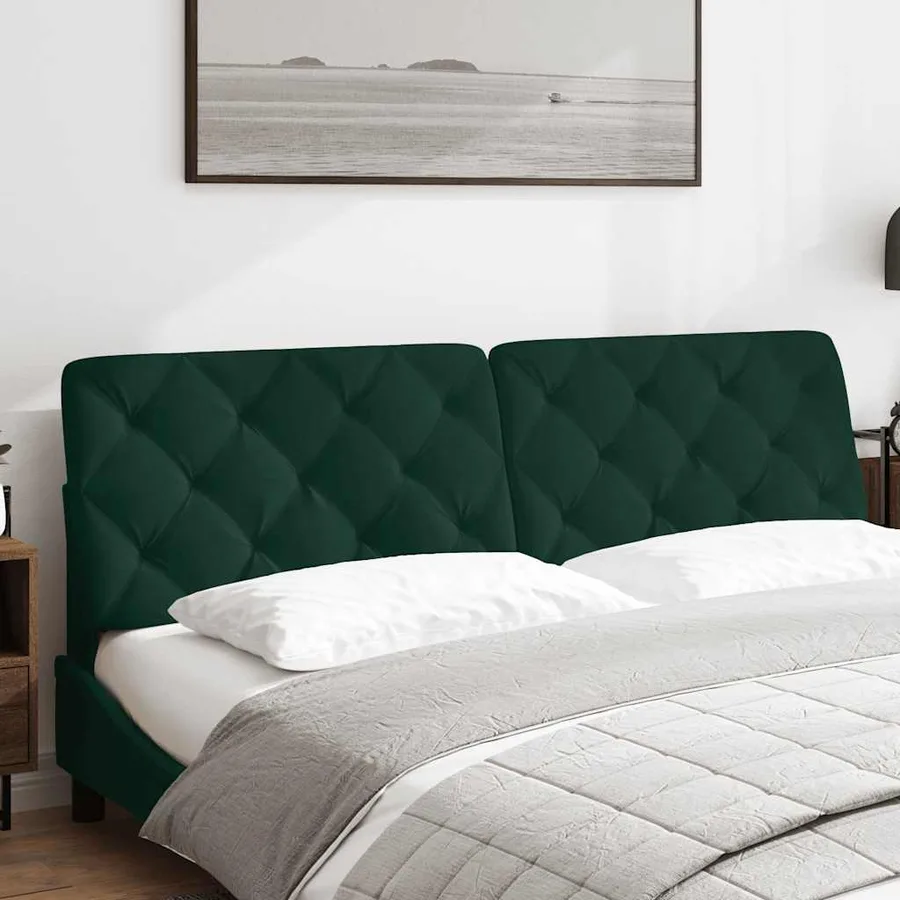 Coussin de tête de lit vert foncé 180 cm velours - 3