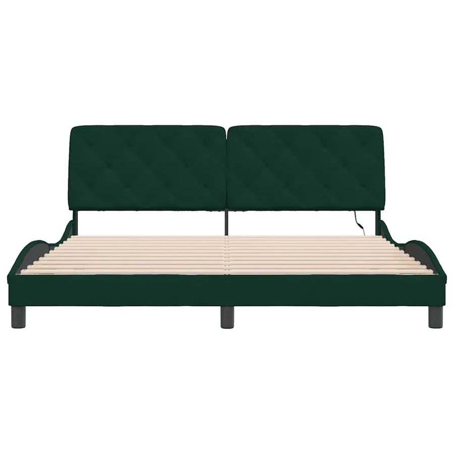 Cadre de lit avec LED sans matelas vert foncé 180x200 cm velours - 6