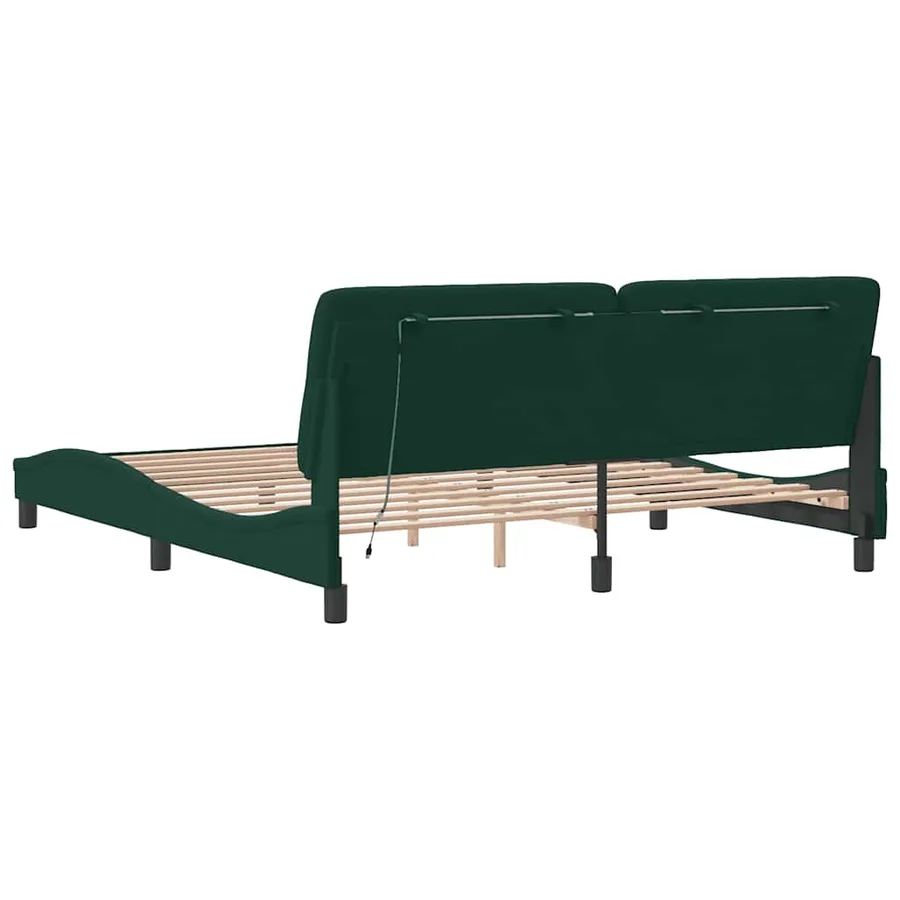 Cadre de lit avec LED sans matelas vert foncé 180x200 cm velours - 8