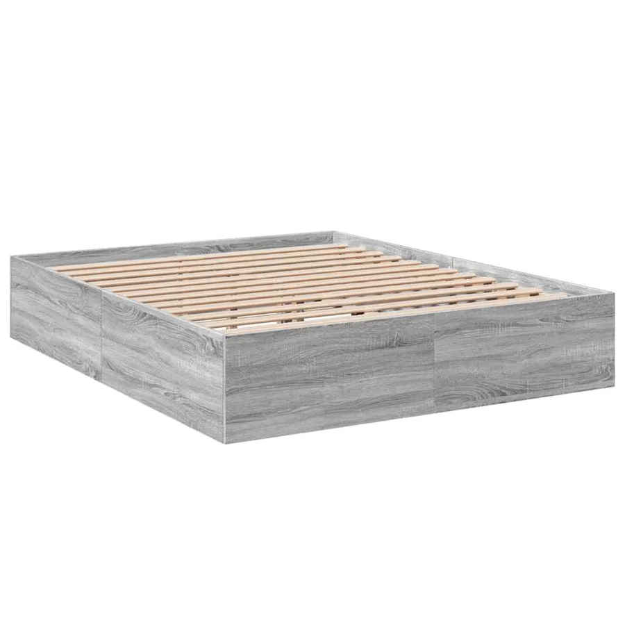 Cadre de lit sans matelas sonoma gris 150x200 cm - 6