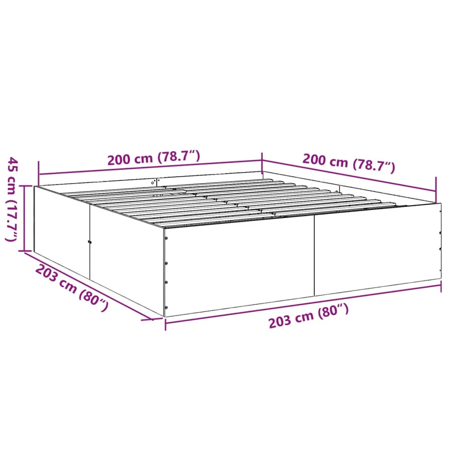 Cadre de lit sans matelas noir 200x200 cm - 10