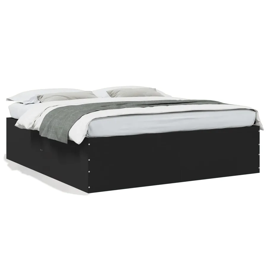 Cadre de lit sans matelas noir 200x200 cm - 2