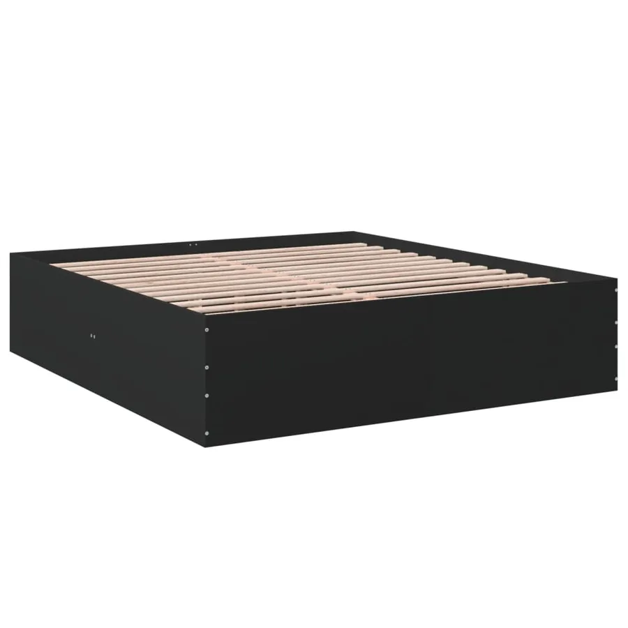 Cadre de lit sans matelas noir 200x200 cm - 3