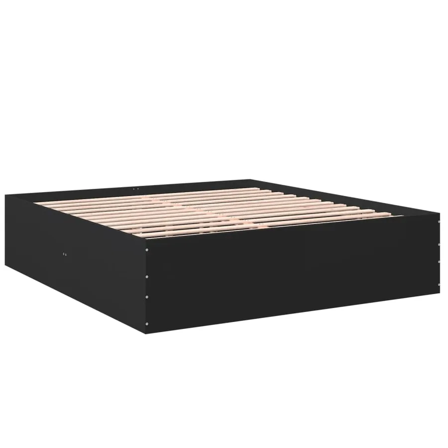 Cadre de lit sans matelas noir 200x200 cm - 6