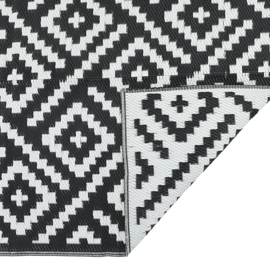 Tapis d'extérieur ARAKIL blanc et noir 140 x 200 cm PP - 5