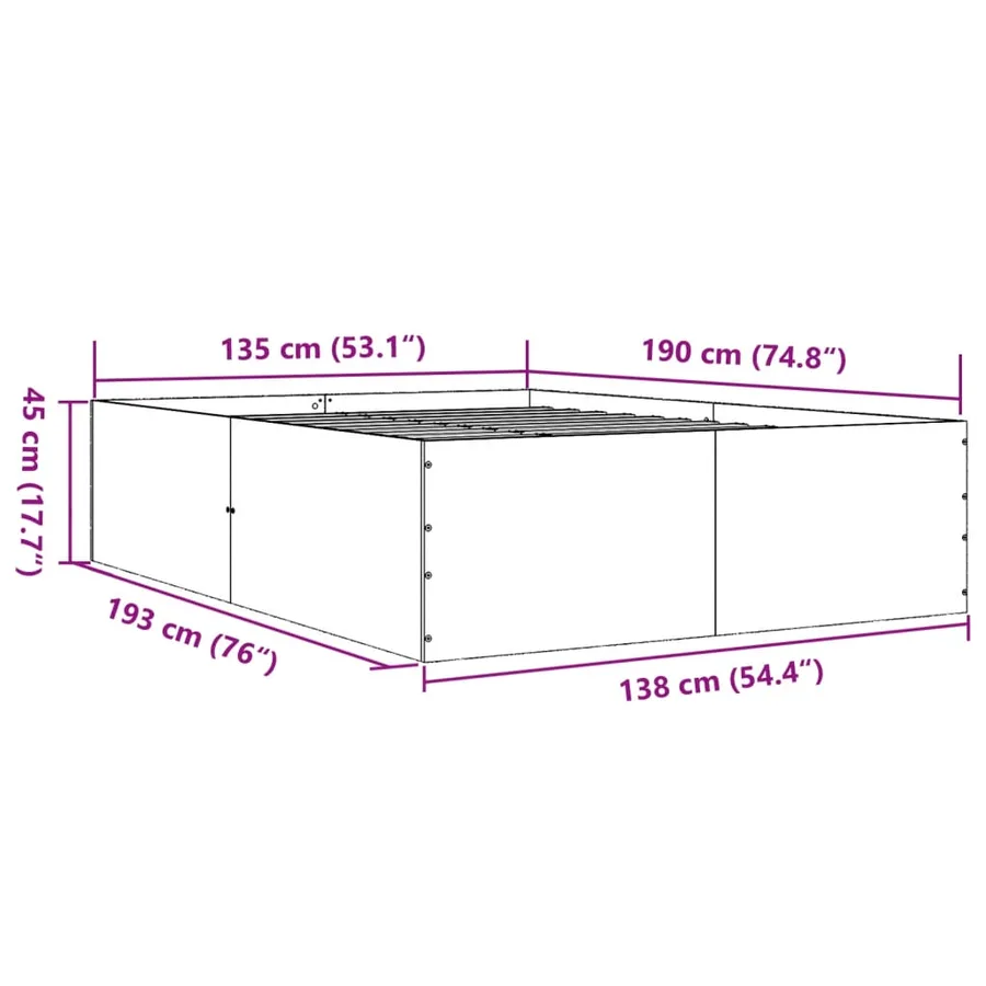 Cadre de lit sans matelas noir 135x190 cm - 10