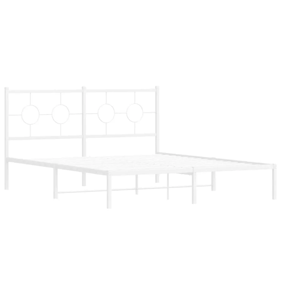 Cadre de lit métal sans matelas et tête de lit blanc 150x200 cm - 3