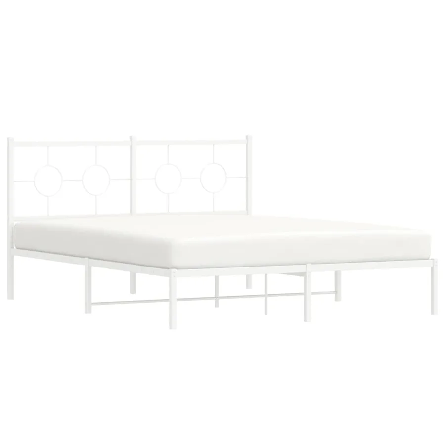 Cadre de lit métal sans matelas et tête de lit blanc 150x200 cm - 4